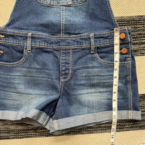 No Boundaries Overalls Womens Blue Denim Short‎ Jumpsuit Size L(11-13) - Picture 8 of 10